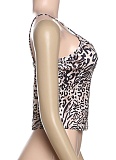 Summer New Leopard Print Contrast Color Sexy Slim Fit U-Neck Camisole For Women