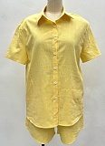 Yellow Casual Lapel Short-Sleeved Shirt And Shorts Two-Piece Suit For Women