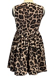 New Women's Leopard Print 3D Flower Decorated Dress