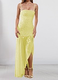 Fashionable Summer Sexy Perm Diamond Sling Slit Dress For Women
