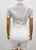 Summer Casual Lapel Tie Temperament Short-Sleeved Jumpsuit For Women