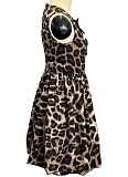 New Women's Leopard Print 3D Flower Decorated Dress