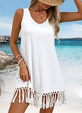 Sleeveless Holiday Casual Hem Tassel Women'S Dress