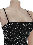 Fashionable Summer Sexy Perm Diamond Sling Slit Dress For Women