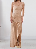 Fashionable Summer Sexy Perm Diamond Sling Slit Dress For Women