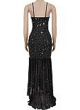 Fashionable Summer Sexy Perm Diamond Sling Slit Dress For Women