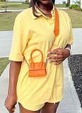Yellow Casual Lapel Short-Sleeved Shirt And Shorts Two-Piece Suit For Women