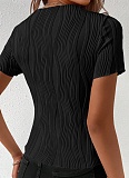 Solid Color Round Neck Slim Short Sleeve T-Shirt For Women