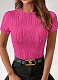 Solid Color Round Neck Slim Short Sleeve T-Shirt For Women