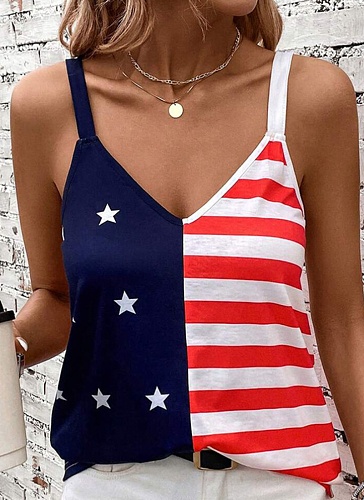 Summer New V-Neck Versatile Printed Loose Vest For Women