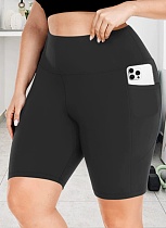 Crescent Pocket Summer Large Size Thin High Waist Yoga Shorts