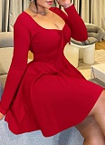 Sexy Tube Top Slim Waist Plus Size Long Sleeve Dress