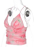 Summer Mesh Print Splicing Hot Girl Camisole Sexy Slim Fit Top