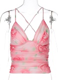 Summer Mesh Print Splicing Hot Girl Camisole Sexy Slim Fit Top