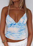 Summer Mesh Print Splicing Hot Girl Camisole Sexy Slim Fit Top