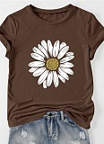 Casual Charming Floral Print Women's Crew Neck Pullover