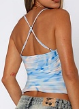 Summer Mesh Print Splicing Hot Girl Camisole Sexy Slim Fit Top