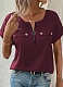 Solid Color Zipper Fashionable Casual Women'S T-Shirt