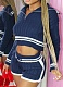 New Contrast Color Lapel Sweater Shorts Knitted Two-Piece Suit For Women