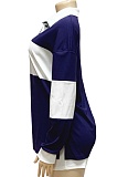 Contrast Color Long Sleeve Lapel Top Solid Color Shorts Two Piece Suit For Women