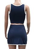 Fashionable Contrast Color Camisole Top Pants Skirt Sports Two-Piece Suit