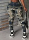 New Street Fashion Elastic Patch Denim Trousers For Women