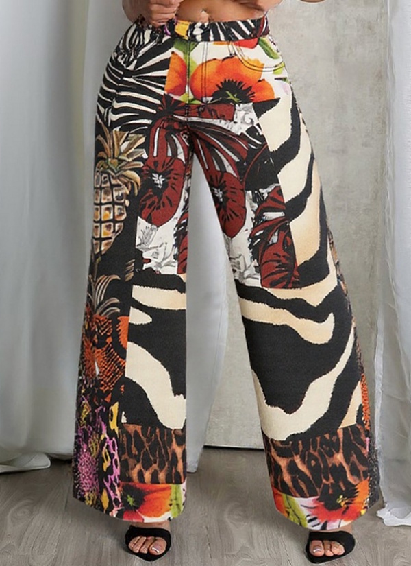 2025 Floral Leopard Print Loose Straight Women's Pants