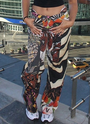 2025 Floral Leopard Print Loose Straight Women's Pants