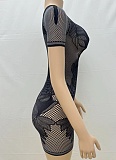 2025 New Solid Color Round Neck Slim Sexy Hollow Knitted Jumpsuit