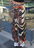 2025 Floral Leopard Print Loose Straight Women's Pants
