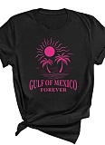 Plus Size Women's Cotton Printed Short Sleeve Crew Neck T-Shirt Top