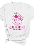 Plus Size Women's Cotton Printed Short Sleeve Crew Neck T-Shirt Top