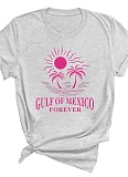 Plus Size Women's Cotton Printed Short Sleeve Crew Neck T-Shirt Top