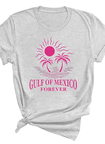 Plus Size Women's Cotton Printed Short Sleeve Crew Neck T-Shirt Top