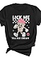 Plus Size Women's Cotton Printed Short Sleeve Crew Neck T-Shirt Top