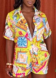 Fashion Casual Printed Short-Sleeved Shirt And Beach Shorts Two-Piece Set