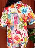 Fashion Casual Printed Short-Sleeved Shirt And Beach Shorts Two-Piece Set