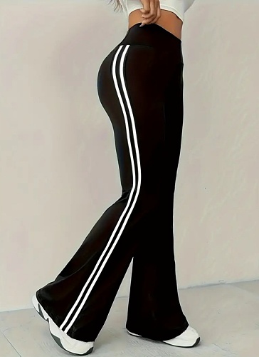 Summer New Contrast Color High Waist Casual Flared Pants For Women