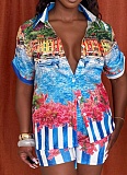 Fashion Casual Printed Short-Sleeved Shirt And Beach Shorts Two-Piece Set