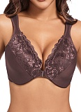 Thin Push-Up Women'S Underwear Sexy Lace With Steel Ring Adjustment Large Size Front Buckle Bra