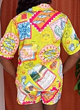 Fashion Casual Printed Short-Sleeved Shirt And Beach Shorts Two-Piece Set