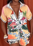 Fashion Casual Printed Short-Sleeved Shirt And Beach Shorts Two-Piece Set