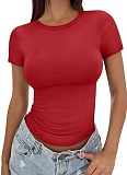 Summer All-Match Tight Round Neck Short-Sleeved T-Shirt For Women