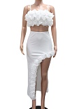 Summer Women'S Suspender Top Ruffle Skirt Sexy Two-Piece Suit