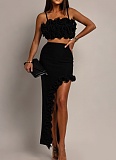 Summer Women'S Suspender Top Ruffle Skirt Sexy Two-Piece Suit