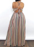 Women'S Holiday Striped Print Fresh And Fashionable Dress