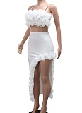 Summer Women'S Suspender Top Ruffle Skirt Sexy Two-Piece Suit