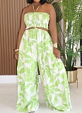 Women'S Sexy Chest-Wrapped Backless Lace-Up Wide-Leg Printed Jumpsuit