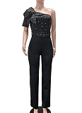 Black Stylish Temperament Short-Sleeved Slim Jumpsuit