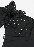 Black Stylish Temperament Short-Sleeved Slim Jumpsuit
